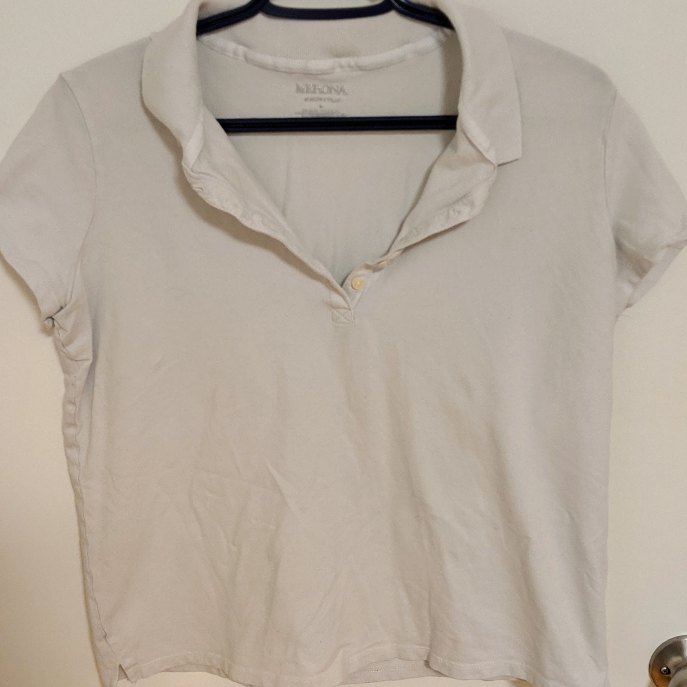 Women's Large White Polo Shirt